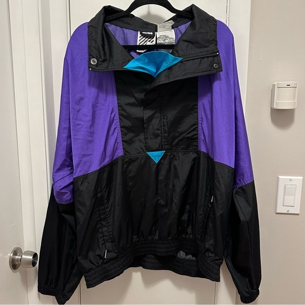 Vintage 80s Sunbuster Pullover 1/2 Zip XL Windbreaker Jacket retro purple teal